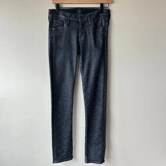 Citizens of Humanity Racer Skinny Jeans Shiny Coated Jacquard Womens Sz 27 - Picture 2 of 10